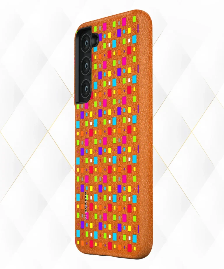 Colored Checkers Peach Leather Case
