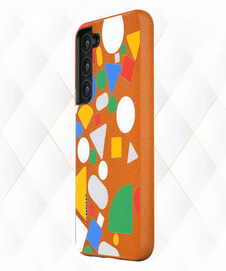 Color Shapes Peach Leather Case