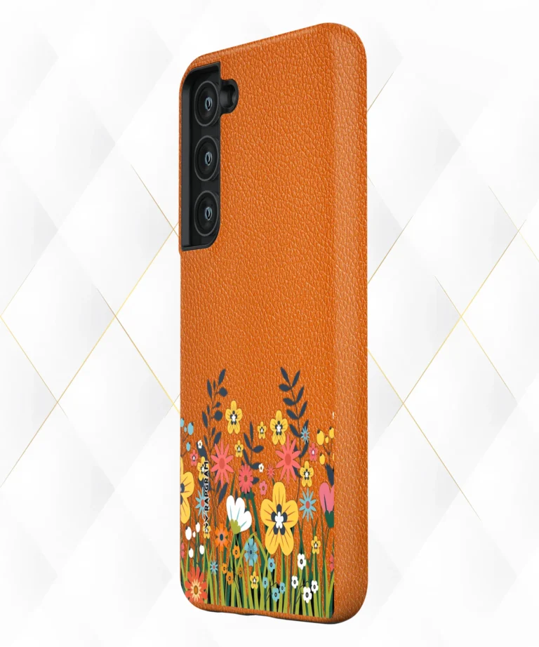 Flower Bushes Peach Leather Case