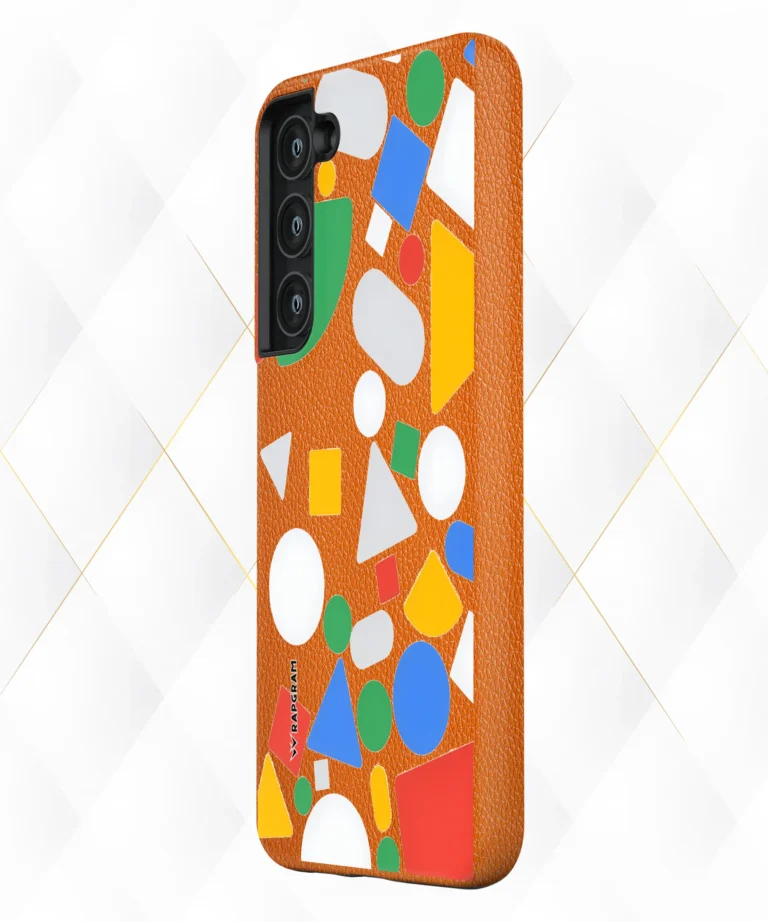 Colored Shapes Peach Leather Case