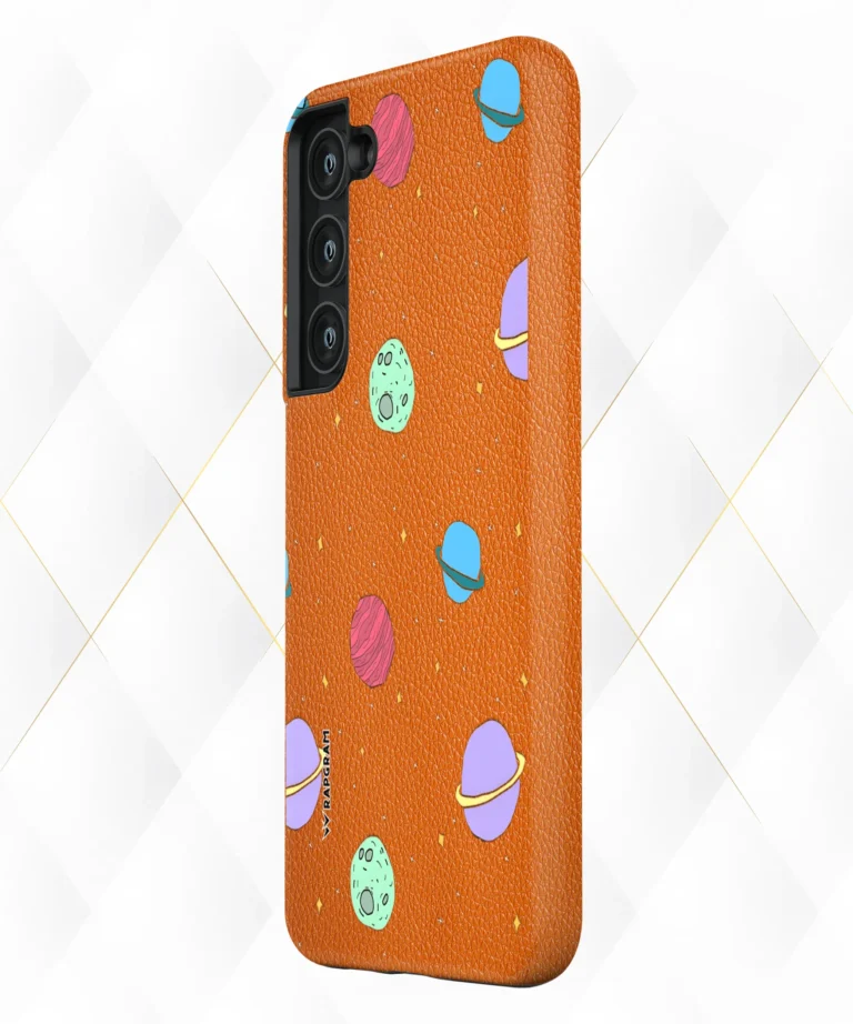 Planet Stars Peach Leather Case