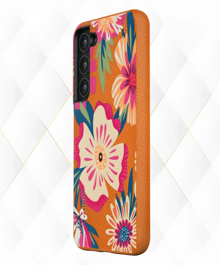 Trippy Blossoms Peach Leather Case