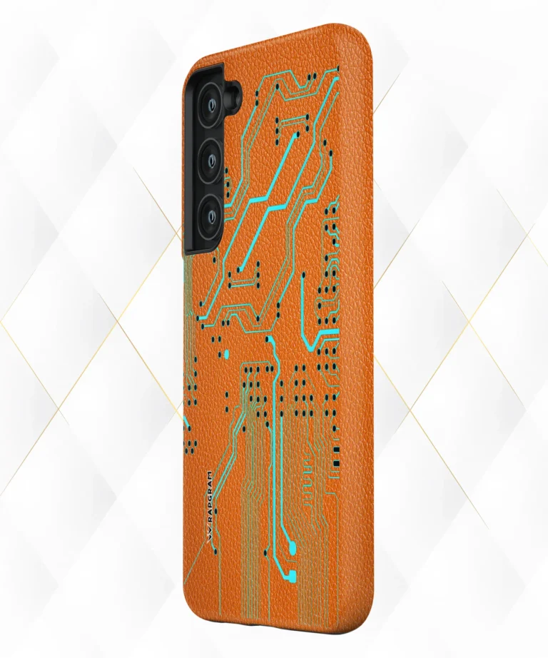 Neon Circuits Peach Leather Case