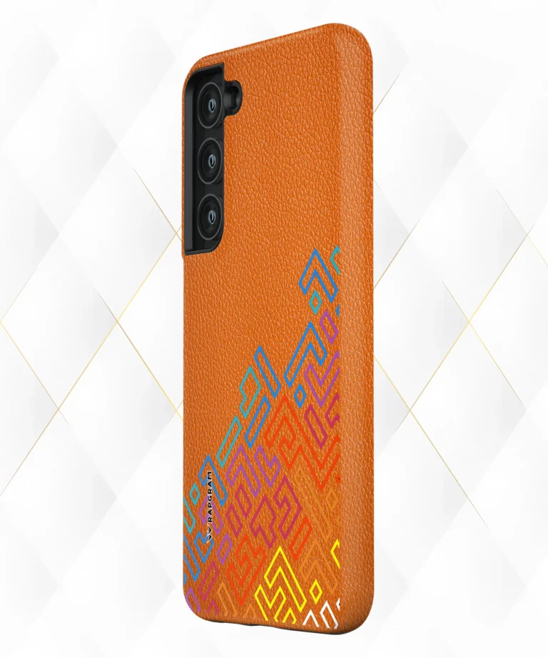 Neon Tetris Peach Leather Case