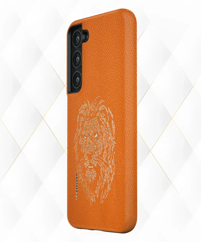 Lion Stare Peach Leather Case