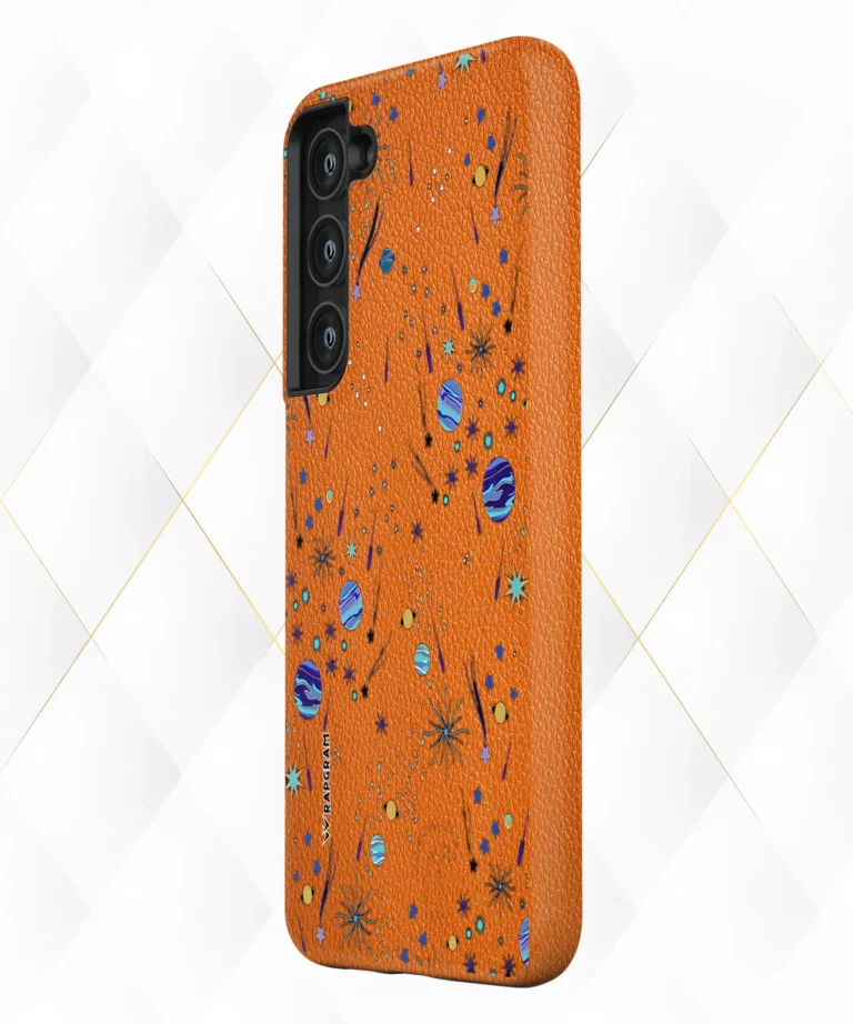 Stars Planets Peach Leather Case